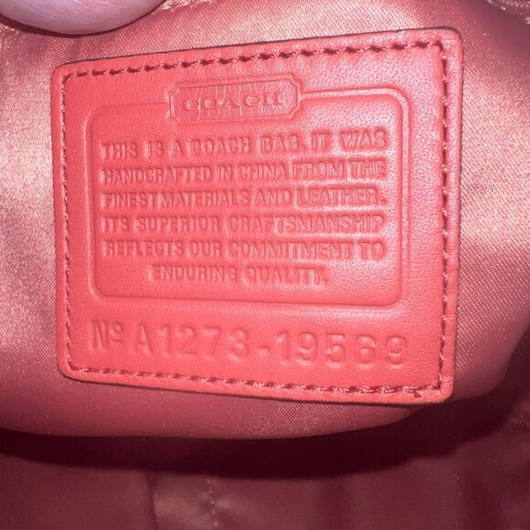 Coach AUDREY OP ART CORAL Peach Patent Leather Tote Shoulder/.Crossbody Bag BOTH - Picture 3 of 11